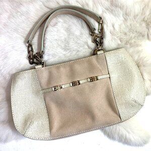 Hugo Boss Women's Mini Bag Suede Lizard Leather Hand bag Clutch Cream